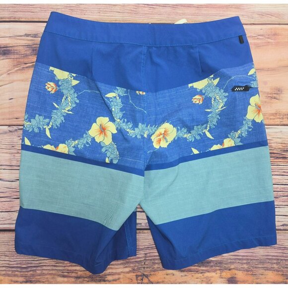 Vans Mens Blue Hibiscus Floral Board Shorts 30 Quick-Dry Swimwear - Picture 2 of 9